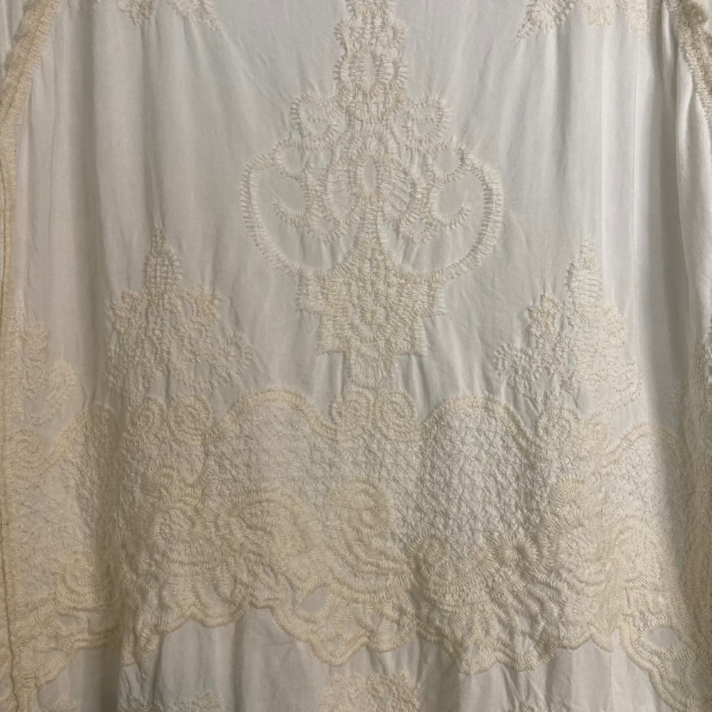 White Boho Lace Embroidered Bell Sleeve Blouse Top Democracy L Fairycore Prairie - Picture 3 of 12